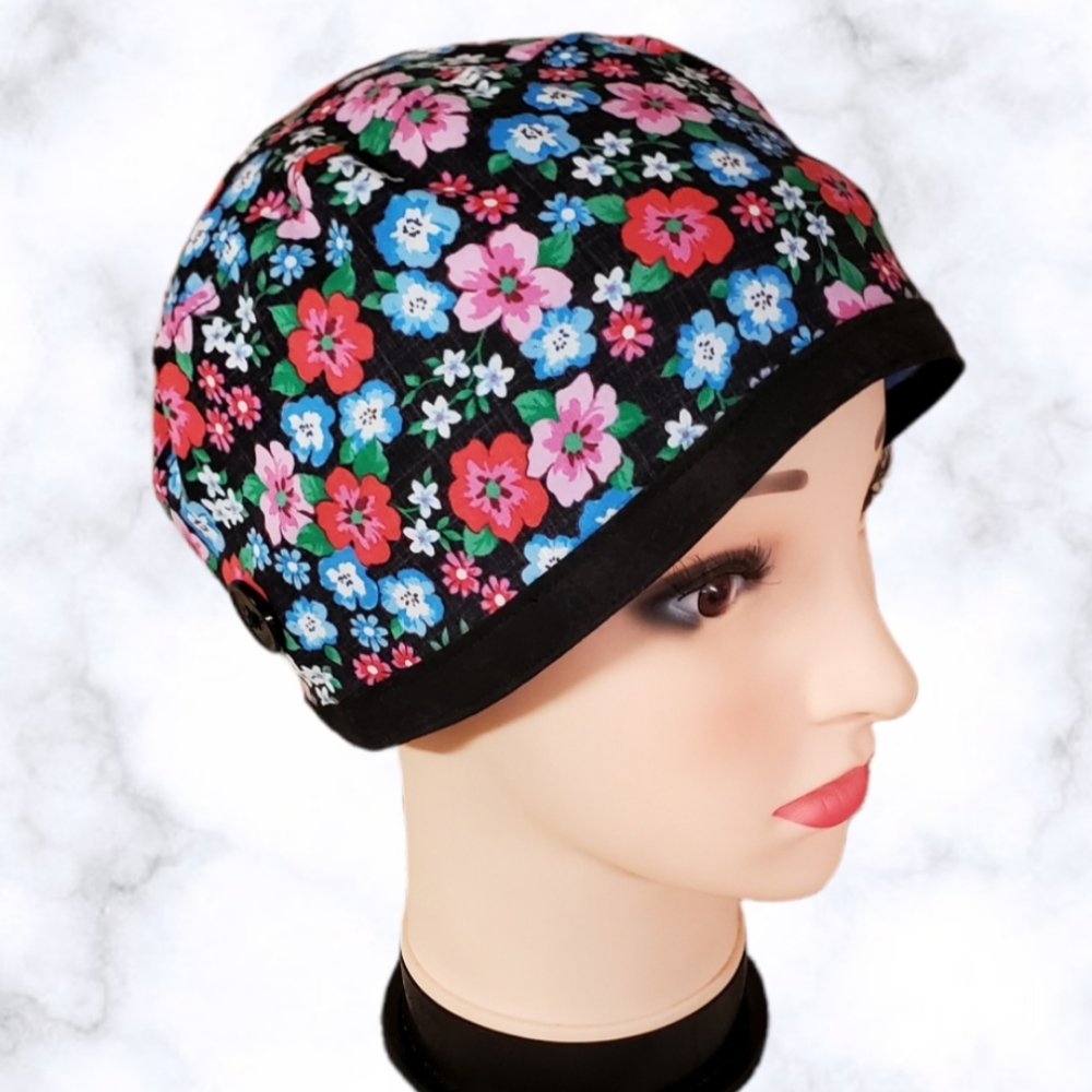 Flowers Spring Summer Scrub Cap, Surgical Hat, Chemo Hat for men & women